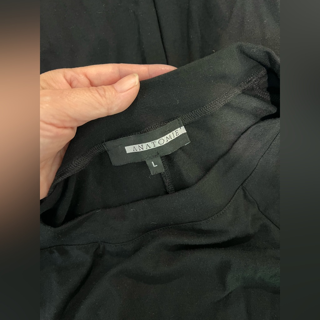 Anatomie Black Side Ruched 3/4 Sleeve Scoop Neck Dress Jersey Travel Sz L — image 4 of 4
